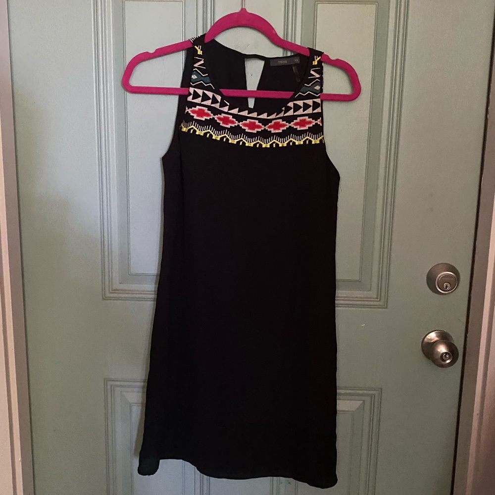 black embroidered dress